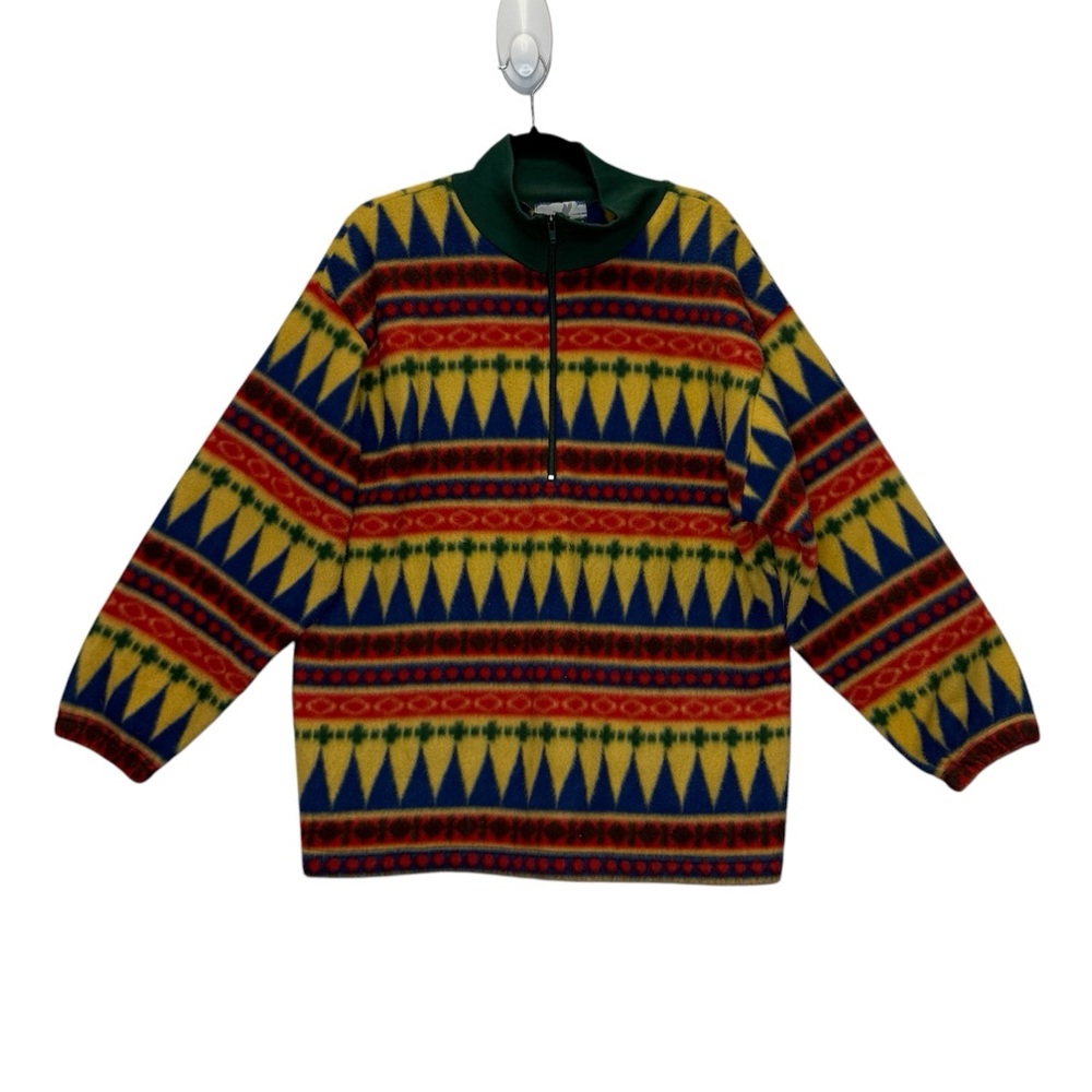 Tidewater Traders Vintage Southwestern Aztec Fleece Quarter Zip Jacket